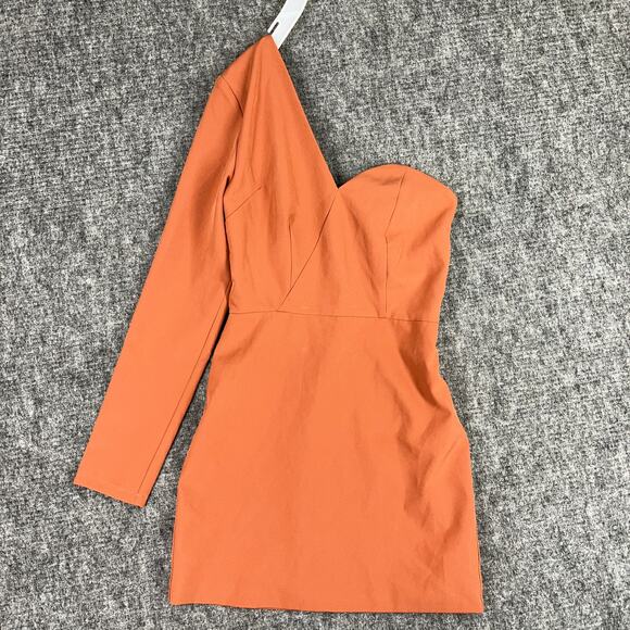 Do Be Dress Womens Small Brown One‎ Shoulder Long Sleeve Short Mini Party Club - Picture 1 of 10